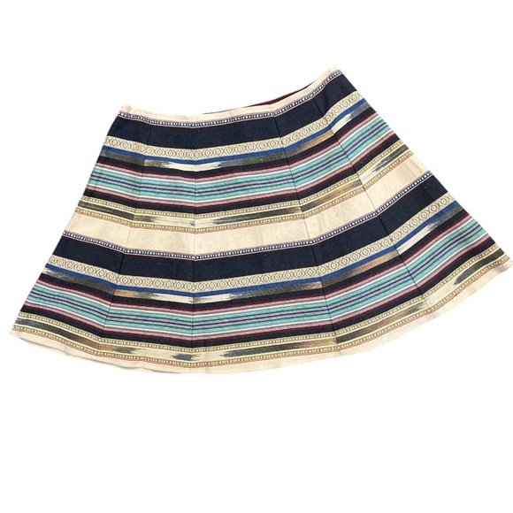 Anthropologie+Chloe Oliver Hayley Skater Skirt Sz 12 Striped Serape Thick Weave - Picture 2 of 6